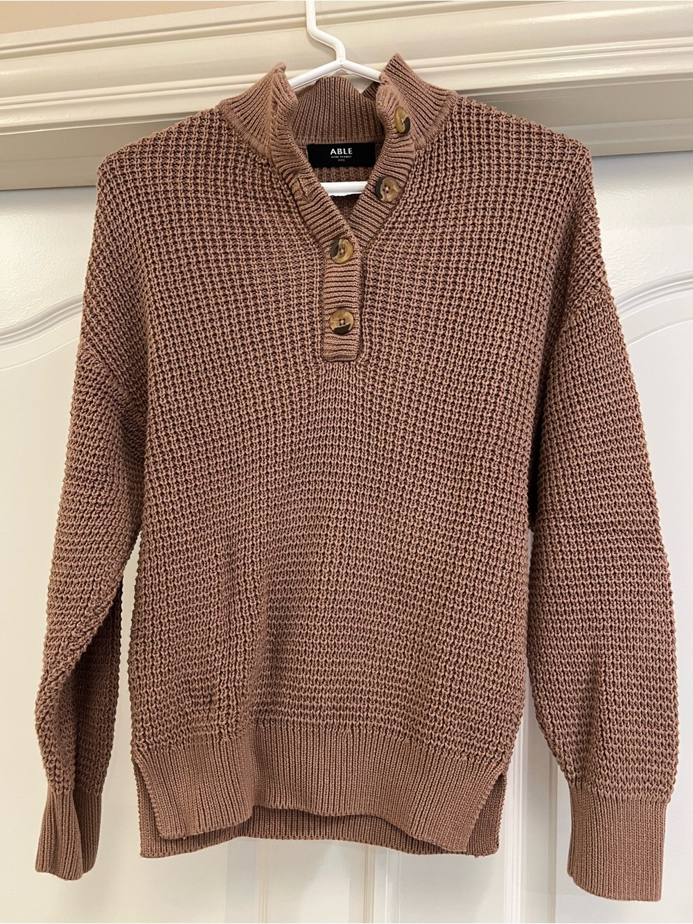ABLE Women’s Button-Neck Knit Sweater - Brown Taupe